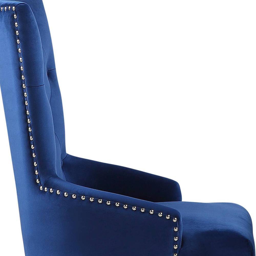 High Back Blue Upholstered Parsons Side Chair with Wood Frame