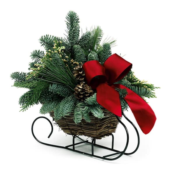 VAN ZYVERDEN Live Fresh Cut Pacific Northwest Holiday Sleigh Centerpiece