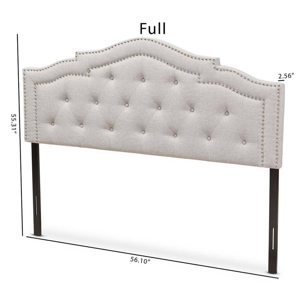 Edith Beige Tufted Full Upholstered Headboard with Wood Posts