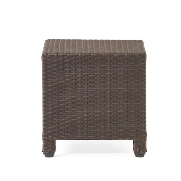 Maverick Dark Brown Square Faux Rattan Outdoor Patio Side Table