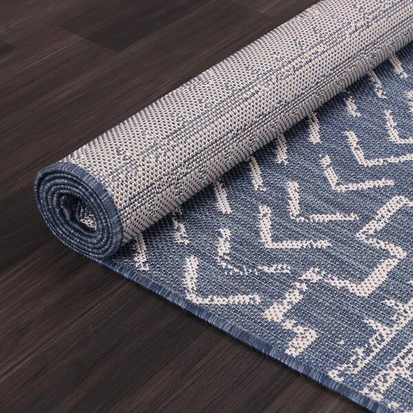 Beverly Rug 4 X 6 Blue White Waikiki Modern Trellis Indoor
