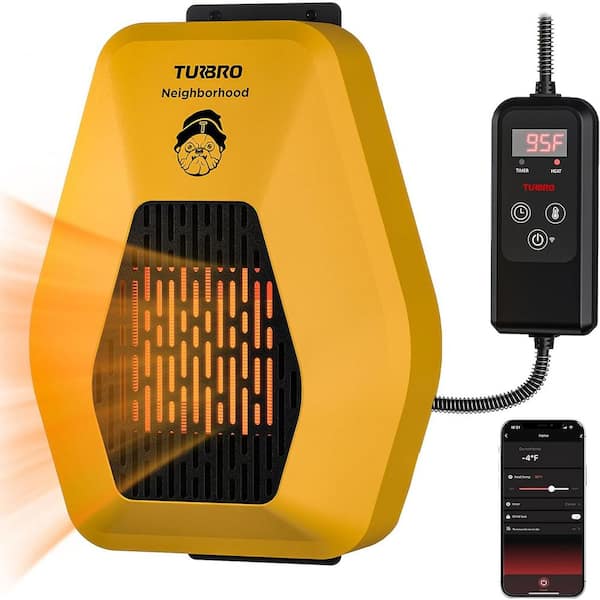 TURBRO 800-Watt 10.6 in. H Electric Ceramic Space Heater Neighborhood Dog House Heater, 10 ft. Anti Bite Cord, Wi-Fi Enabled
