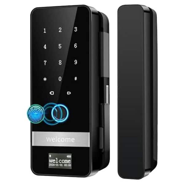 Smart Glass Door Lock Biometric Fingerprint Keyless Entry Sliding Door Lock with App Control for Office Home Store