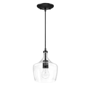 Alfa 60-W 1-Light Dark Bronze Mini Pendant Light with Clear Glass Shade