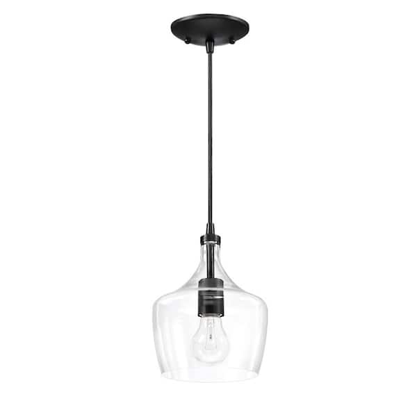 Hukoro Alfa 60-W 1-Light Dark Bronze Mini Pendant Light with Clear Glass Shade