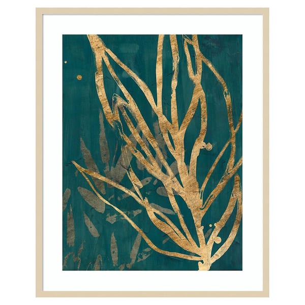 Amanti Art Burnished Jungle Leaves II by June Erica Vess 1 Piece Framed Giclee Abstract Art Print 41 in. x 33 in.