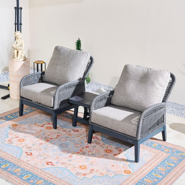 moda furnishings Bellaire 3-Piece Outdoor Aluminum Rope Weaving Patio ...