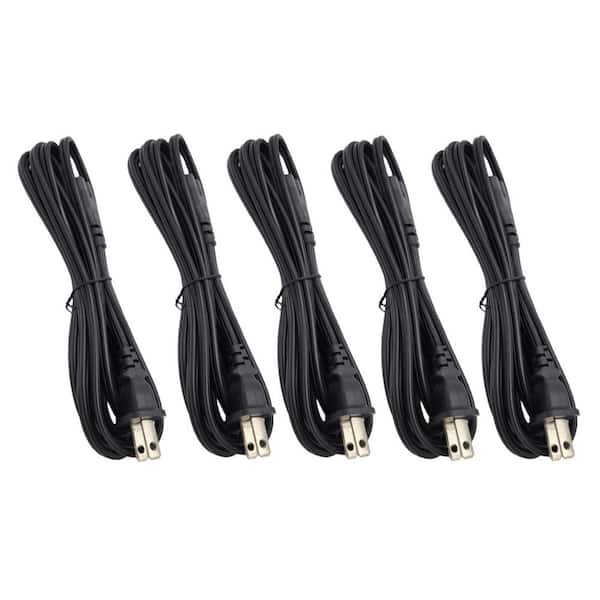 6 ft. 18AWG 2-Prong Notebook/TV/Power Cord, UL Approved 7Amp/Black (5-Pack)