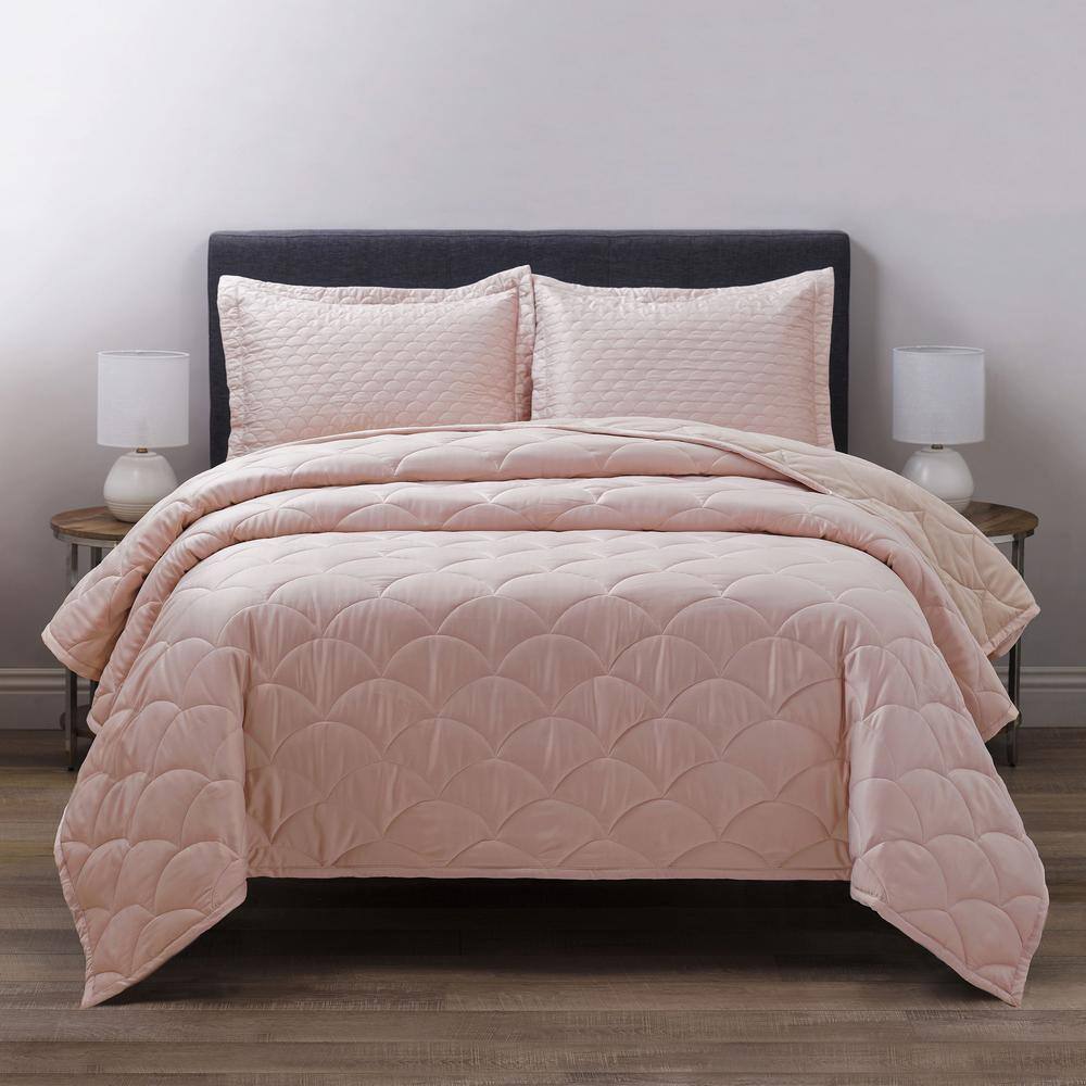 Rose Gold Full/Queen Reversible Velvet and Satin Blanket