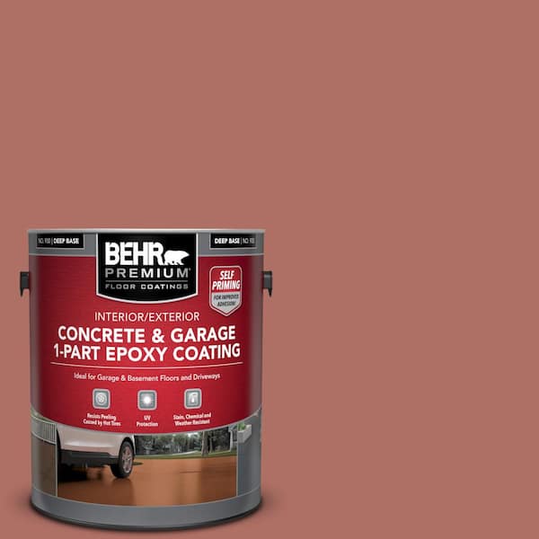 BEHR PREMIUM 1 gal. #PFC-01 New Enand Brick Self-Priming 1-Part Epoxy Satin Interior/Exterior Concrete and Garage Floor Paint