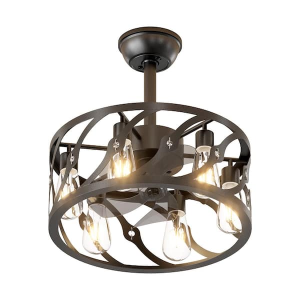Yardreeze 18 in. Indoor Black American Retro Style Ceiling Fan Chandeliers with Remote Control, 6 Gear Wind Speed Fan Light