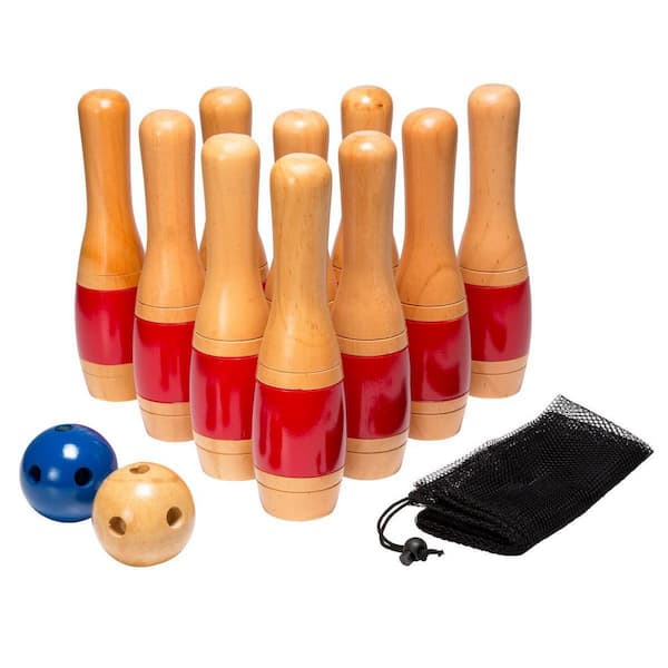 11 in. Wooden Lawn Bowling Set