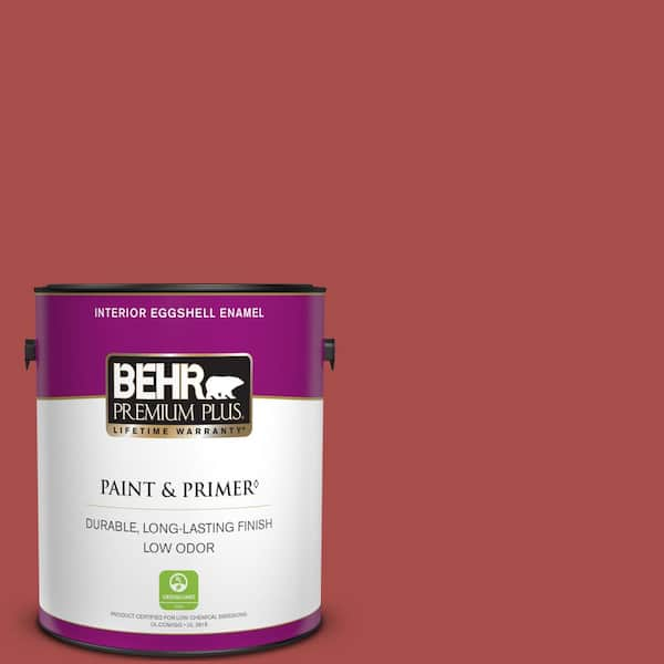 BEHR PREMIUM PLUS 1 gal. Home Decorators Collection #HDC-CL-09 Persimmon Red Eggshell Enamel Low Odor Interior Paint & Primer