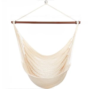 4 ft. Caribbean Hammock Swing Chair with Detachable Metal Bar, 330 LBS Weight Capacity in Seashell