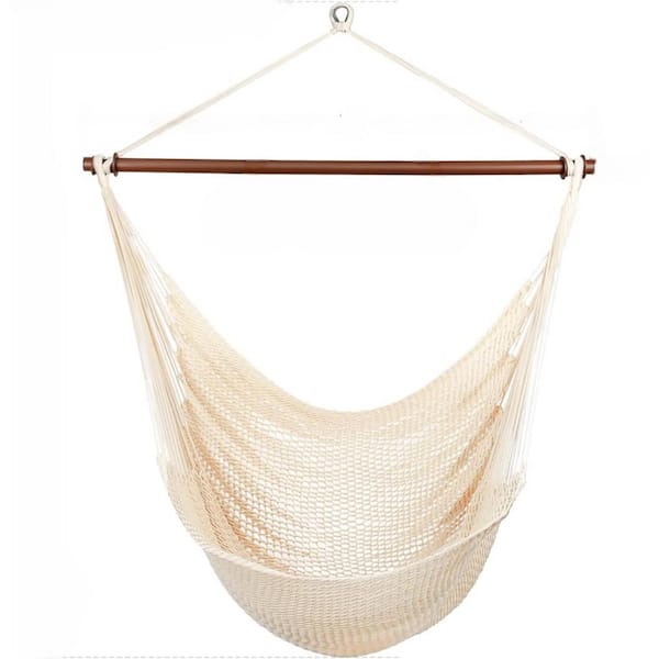 Unbranded 4 ft. Caribbean Hammock Swing Chair with Detachable Metal Bar, 330 LBS Weight Capacity in Seashell