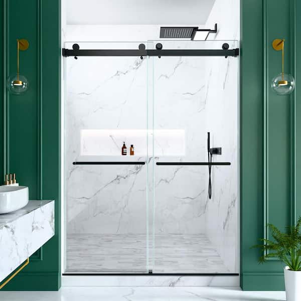 56-60 in. W x 80 in. H Sliding Frameless Shower Door in Chrome with Clear Glass