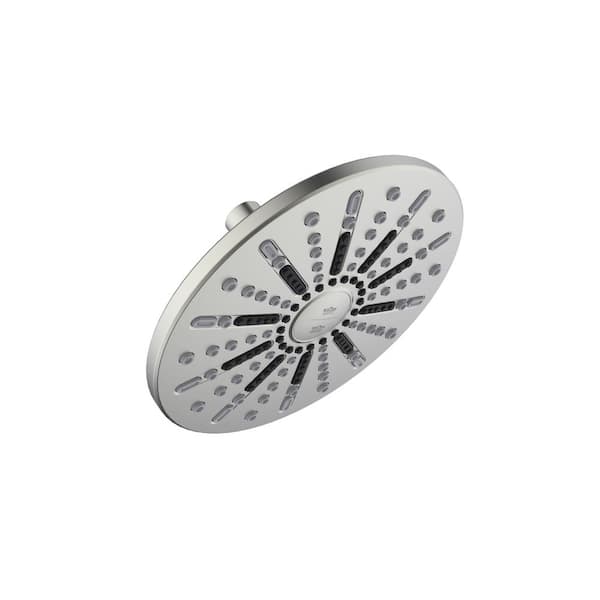 Design House Ian Modern 2-Spray Patterns 7.9 in. Wall Mounted Fixed Shower Head in Satin Nickel