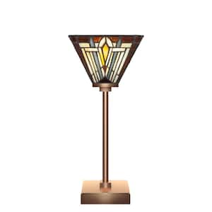 Quincy 16.25 in. New Age Brass Accent Lamp with Glass Shade