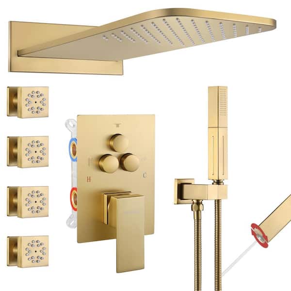 Vanfoxle Luxury 2-Spray Wall-Mounted Dual Fixed and Handheld