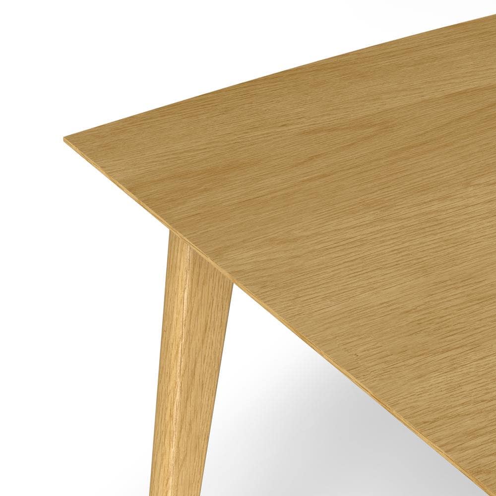 Mid-Century Modern Oak Wood Rectangular Dining Table for Six