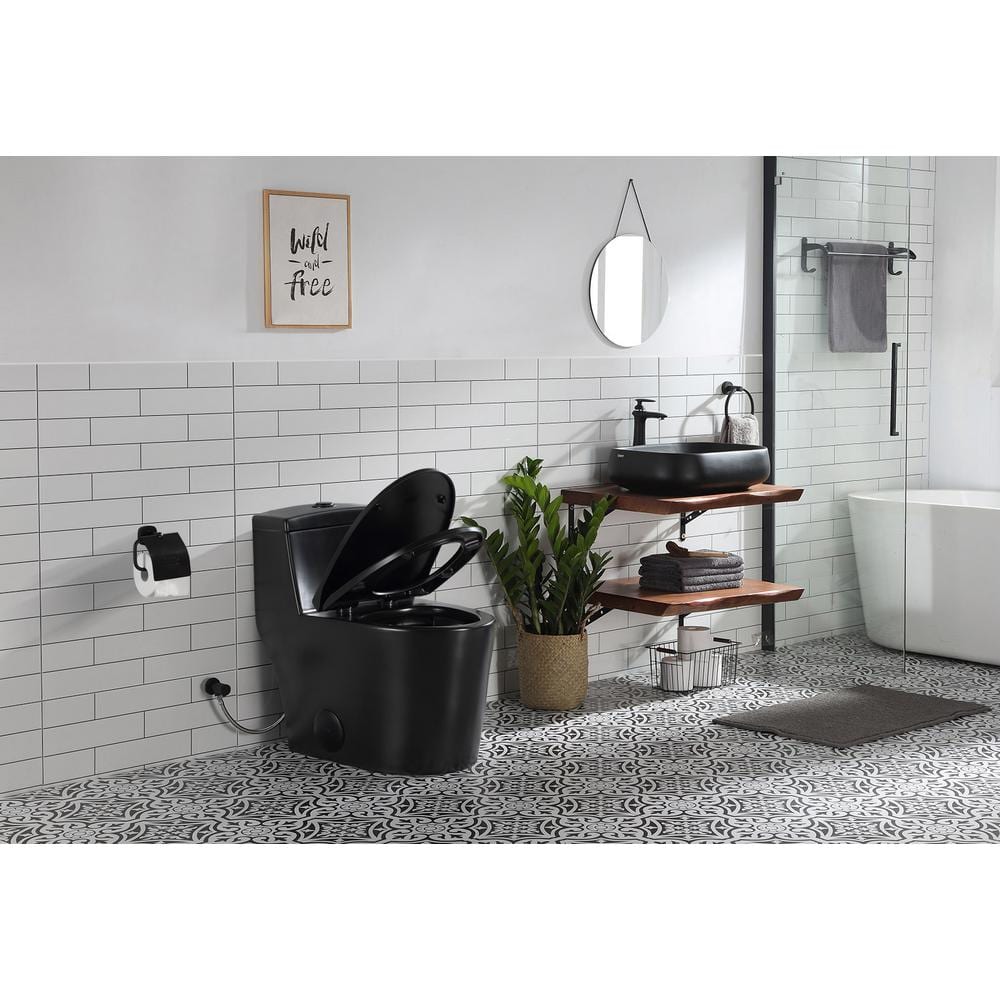 Matte Black Elongated Dual Flush High Efficiency Toilet