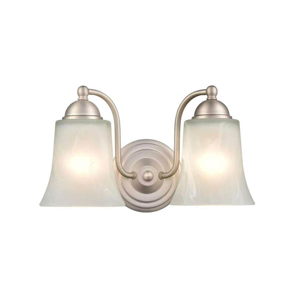 Millennium Lighting 12 In 2 Light Satin Nickel Vanity Light With Faux Alabaster Glass 9332 Sn 2752