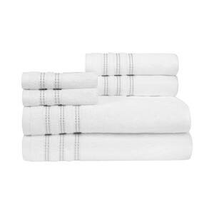 100% Ring Spun Cotton Sabina 6-Piece White LT Bath Towel Set