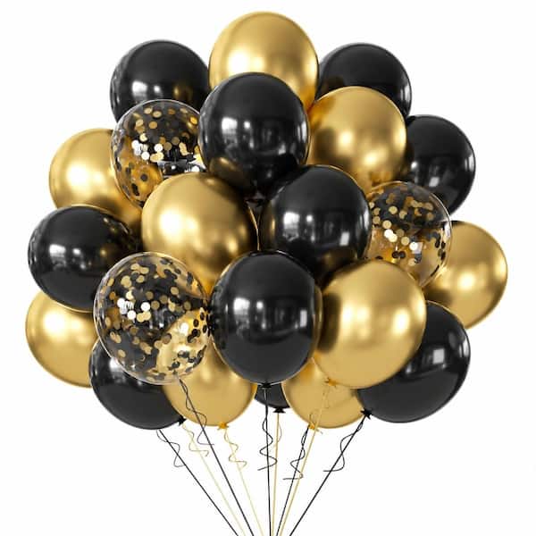 Black and Gold Balloons 50PCS 12 Inch Black and Gold Confetti Balloon Party Decorations for Birthdaygraduationnew