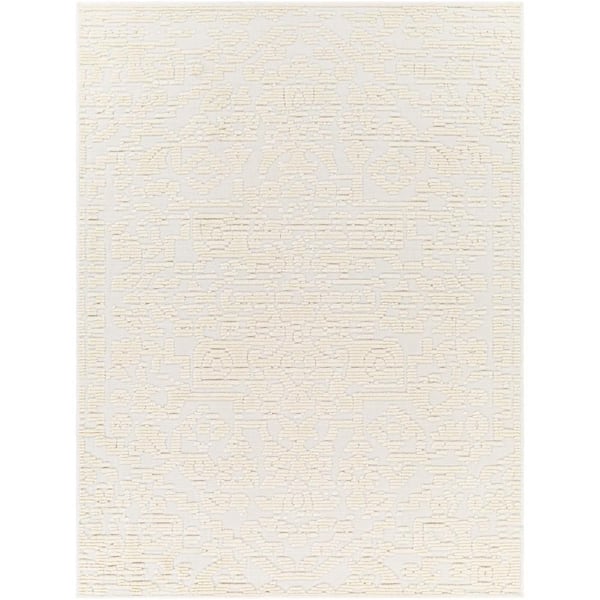 Livabliss Lyna Cream Distressed 2 ft. x 3 ft. Machine-Washable Indoor Area Rug