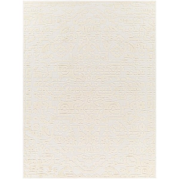 Livabliss Lyna Cream Distressed 8 ft. x 10 ft. Machine-Washable Indoor Area Rug