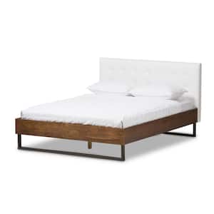 Mitchell White Faux Leather Upholstered Queen Platform Bed