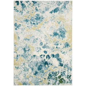 Watercolor Ivory/Light Blue 4 ft. x 6 ft. Floral Area Rug