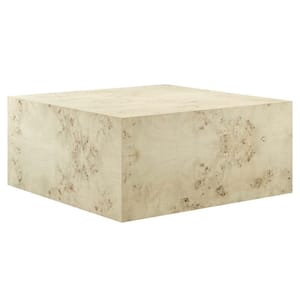 Cosmos 36 in. Square Burl Wood Coffee Table in Bleached Burl