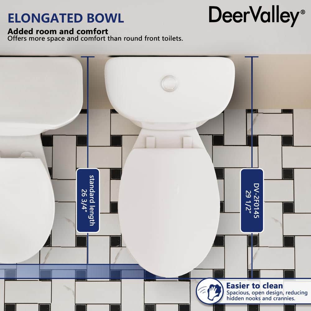 21'' White Ceramic Dual-Flush Elongated Two-Piece Toilet with Seat