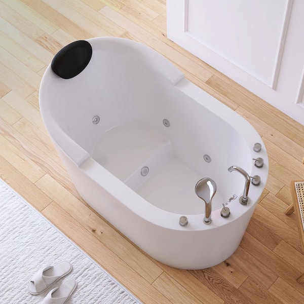 51 in. x 31.5 in. Acrylic Flatbottom Freestanding Whirlpool Bathtub in White