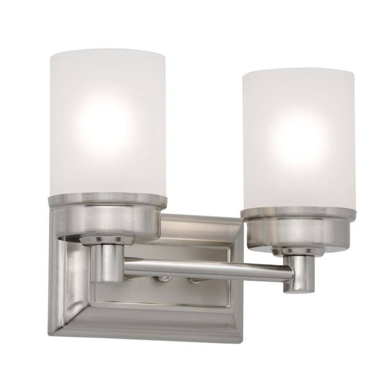 Hampton Bay Cade 11.7 in. 2Light Brushed Nickel Bathroom Vanity Light