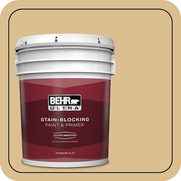BEHR ULTRA 5 gal. #340F-4 Expedition Khaki Extra Durable Flat Interior Paint & Primer