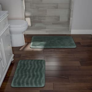 2-Piece Green Memory Foam Bath Mat Set
