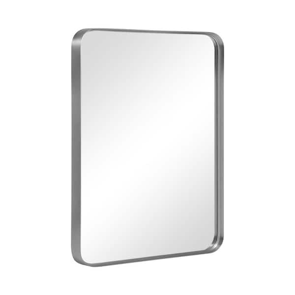 Dovelina 32 in. W x 22 in. H Rectangle Alloy Aluminium Frame Silver Modern Wall Mirror