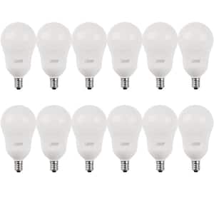 60-Watt Equivalent A15 Candelabra Dimmable CEC Title 20 White Glass LED Ceiling Fan Light Bulb Soft White (12-Pack)