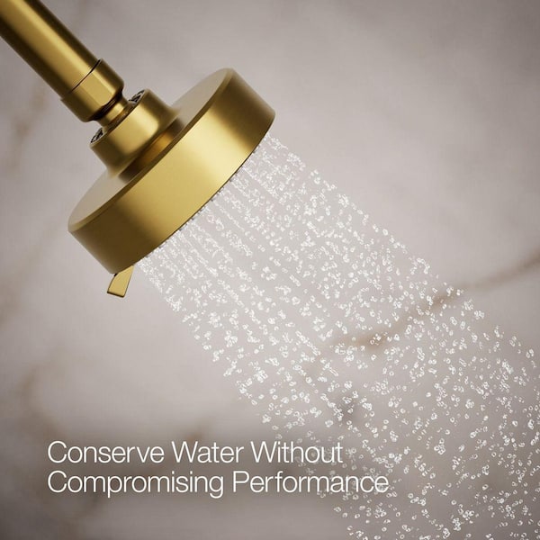 KOHLER Awaken G110 3-Spray Patterns 2.5 GPM 4.3125 in. Wall Mount Fixed Shower Head in Vibrant Brushed Moderne Brass
