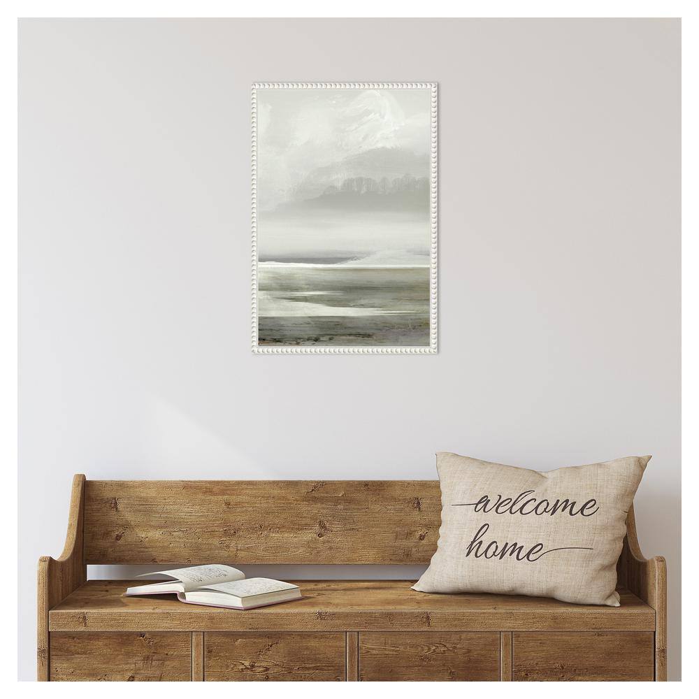 Serene Abstract Landscape Beaded Framed Canvas Wall Art
