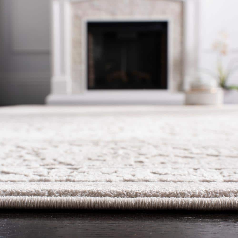 Ivory Floral Hand-Knotted Synthetic 4' x 6' Area Rug
