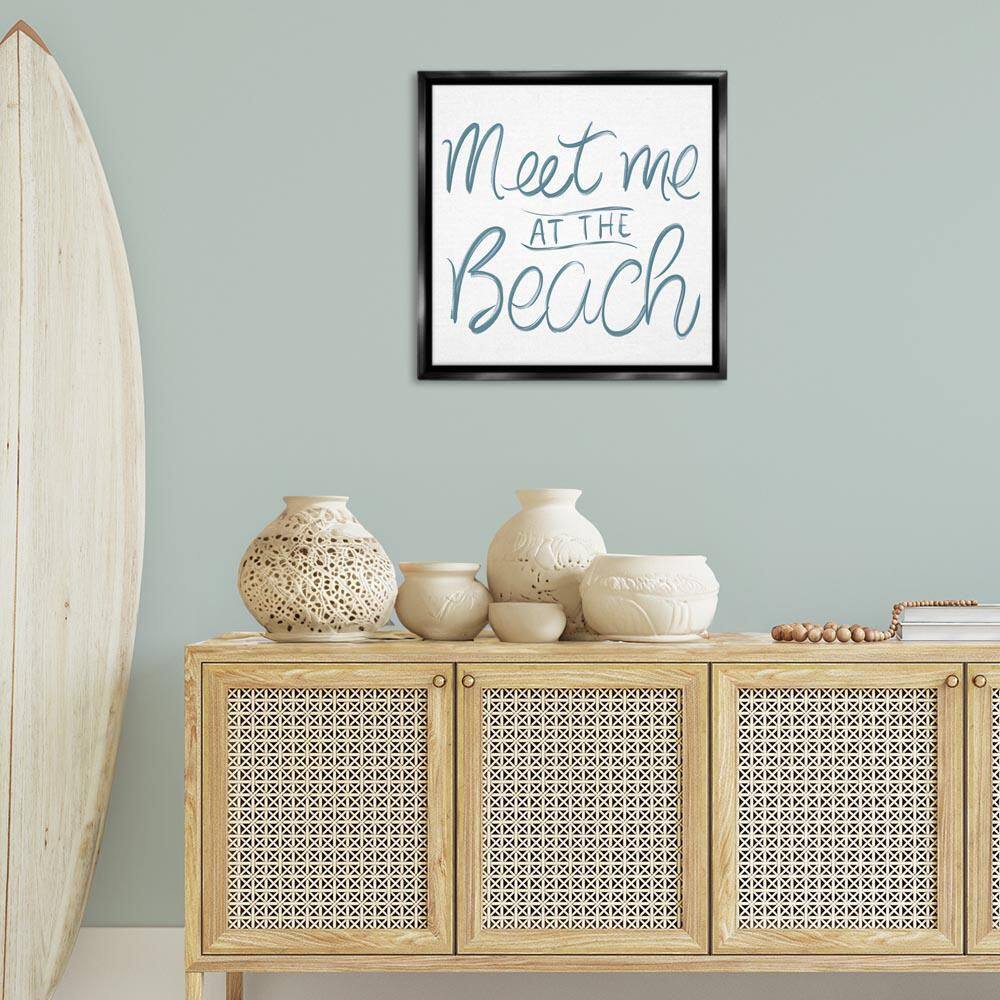 Minimal Meet At Beach by SunDance Group Black Floater Frame Typography Graphic Art Print 25 in. x 25 in. price history on PriceWatchPro