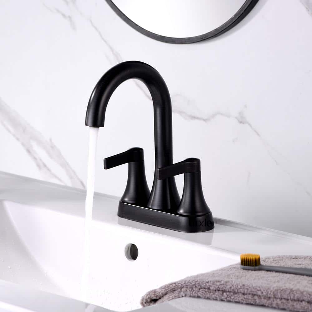 Oil Rubbed Bronze 2-Handle Centerset Bathroom Faucet with Drain Assembly