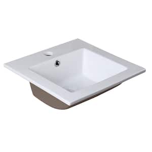 Allier 16 in. Drop-In Ceramic Bathroom Sink in White with Integrated Bowl