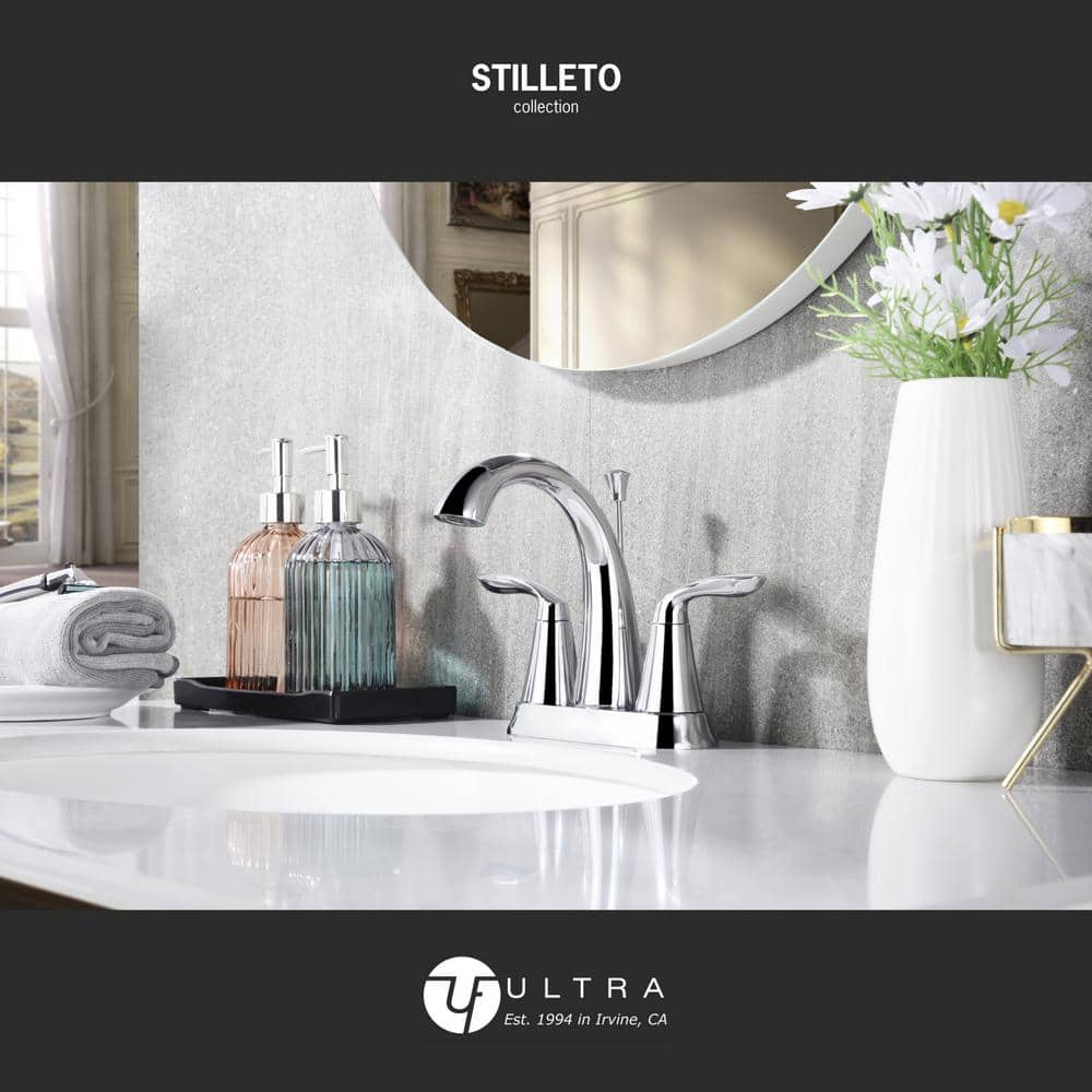 Polished Chrome Two-Handle Centerset Bathroom Faucet