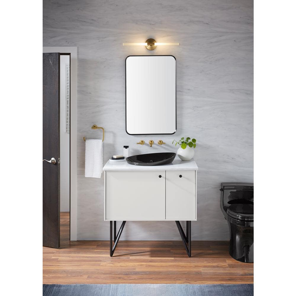 Reviews For Kohler Essential 22 In W X 34 In H Framed Bathroom Vanity Mirror In Matte Black K 26052 Bll The Home Depot