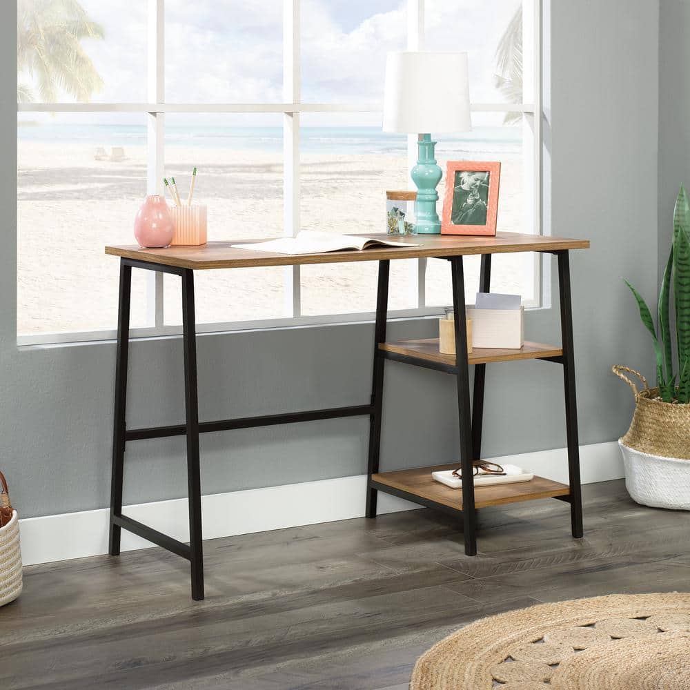 Sindoori Mango and Black Wood Desk with Shelves