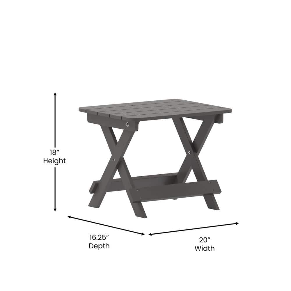 Gray HDPE Folding Adirondack Outdoor Side Table